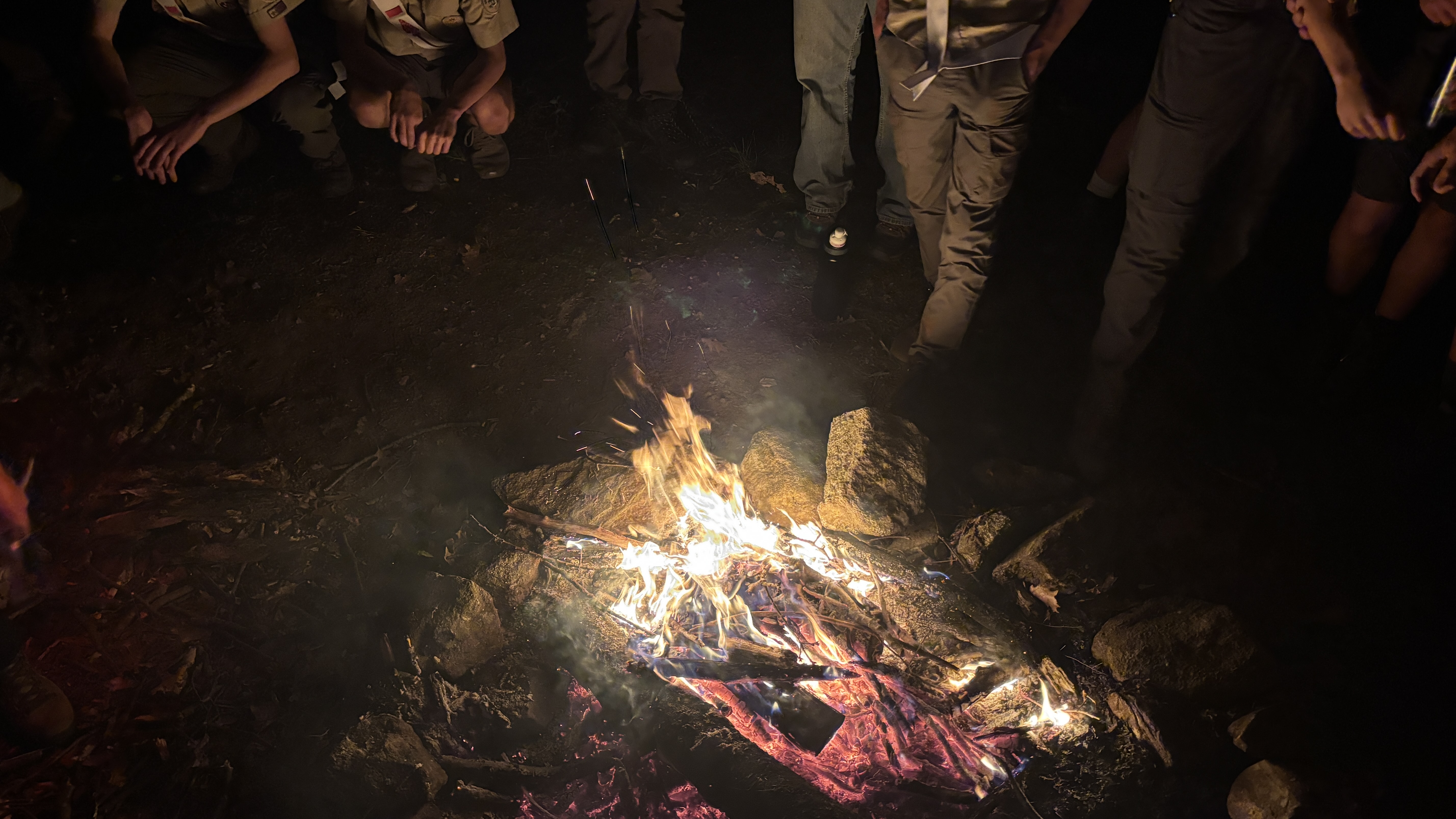 An image of a fire at an OA event in 2025.